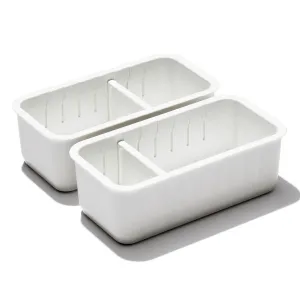 OXO 2PC Adjustable Drawer Bin Set – Expandable Storage Organizer Divider Kitchen Home