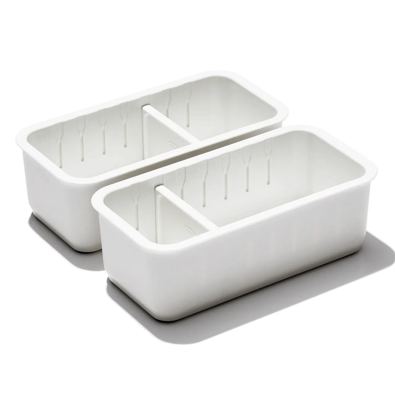 OXO 2PC Adjustable Drawer Bin Set – Expandable Storage Organizer Divider Kitchen Home