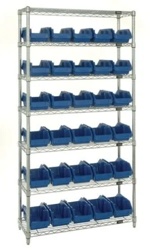 Quantum W7-18-30 Wire Shelving System with 7 Shelves, 36" x 18" x 74"