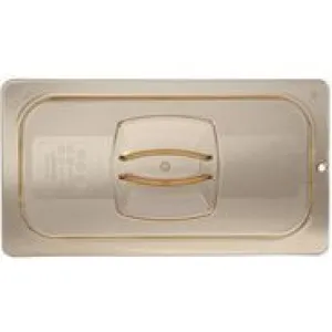 RUBBERMAID 1/9 SIZE, HOT FOOD PAN COVER, W/PEG HOLE, AMBER