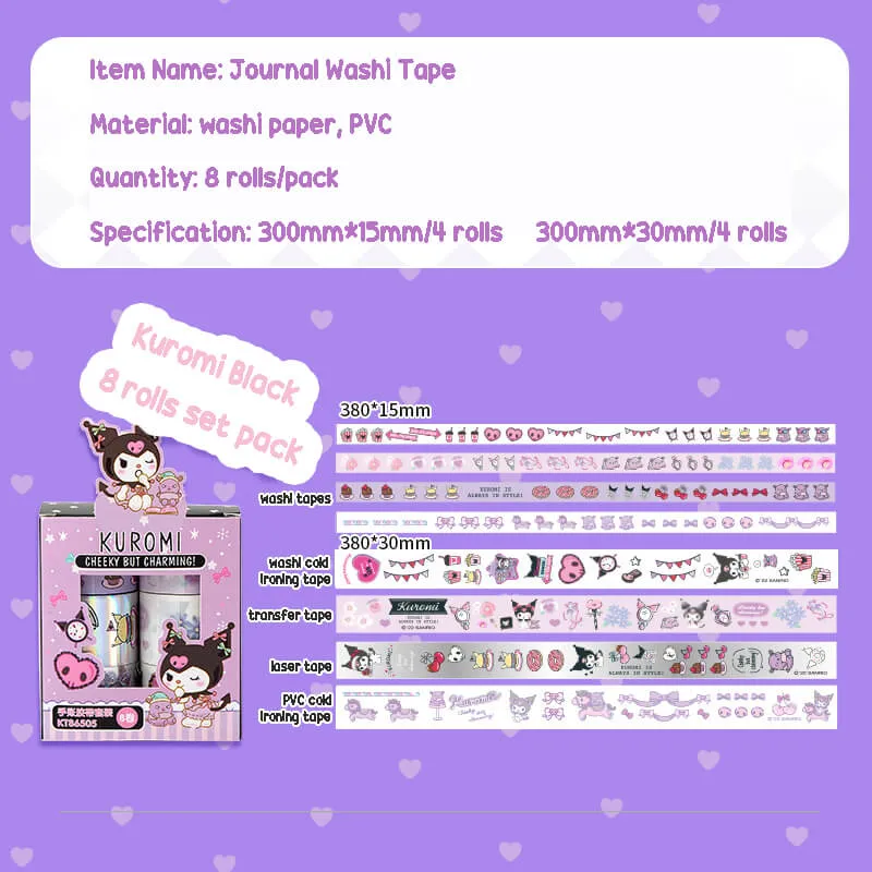 Sanrio Aesthetic 8 Rolls Pack Journal Washi Tapes