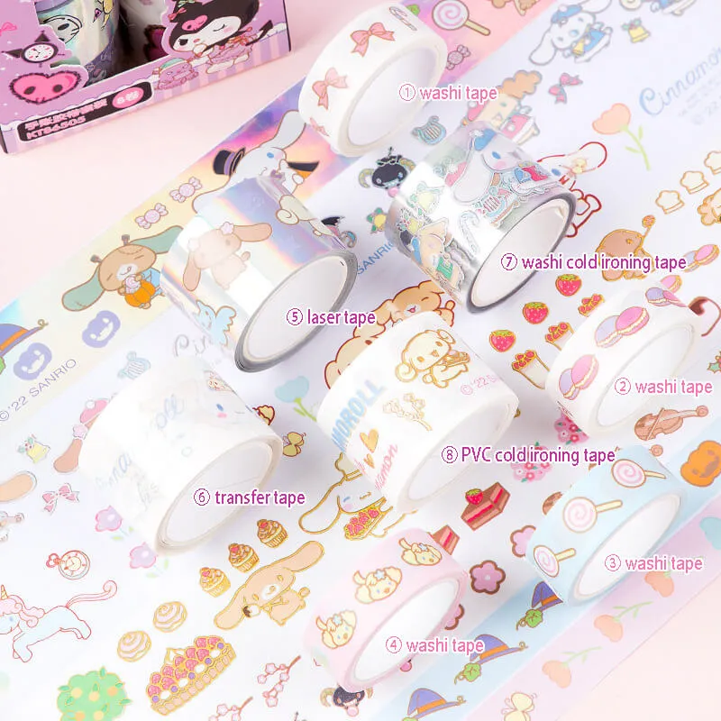 Sanrio Aesthetic 8 Rolls Pack Journal Washi Tapes