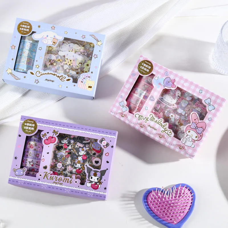 Sanrio Journal Gift Set 6 Rolls Washi Tapes & 8 Sheets Stickers