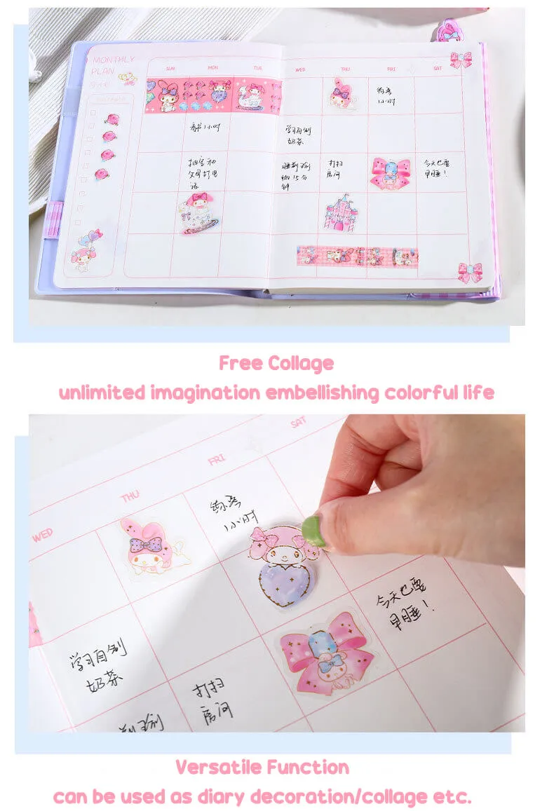 Sanrio Journal Gift Set 6 Rolls Washi Tapes & 8 Sheets Stickers