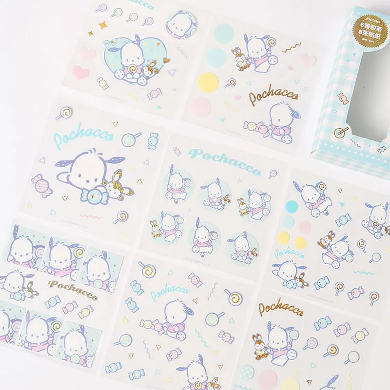 Sanrio Journal Gift Set 6 Rolls Washi Tapes & 8 Sheets Stickers
