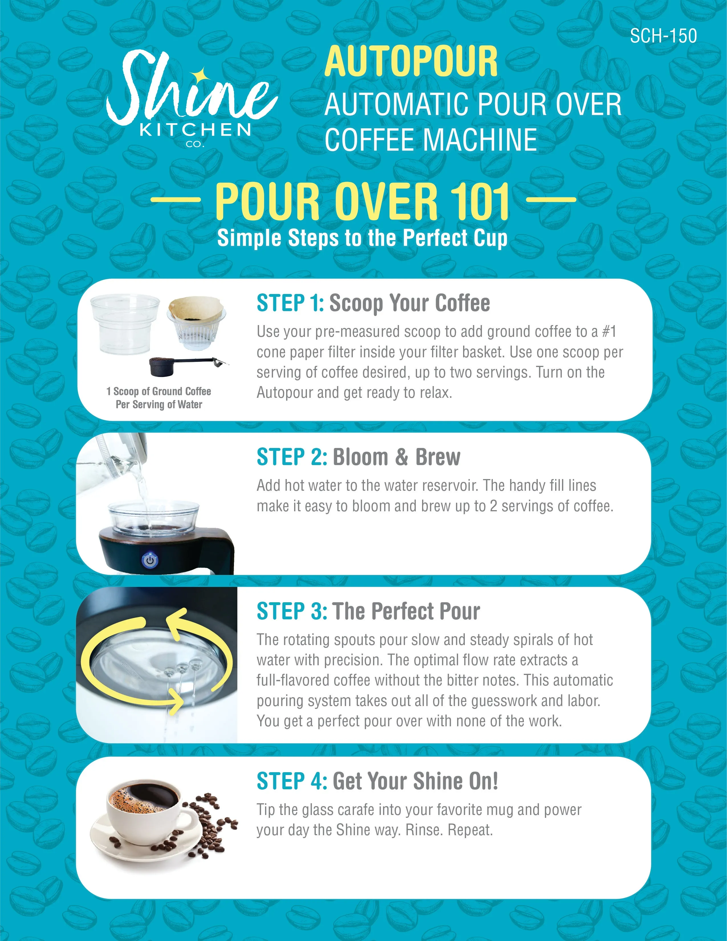 Shine Kitchen Co.® Autopour Automatic Pour Over Coffee Machine