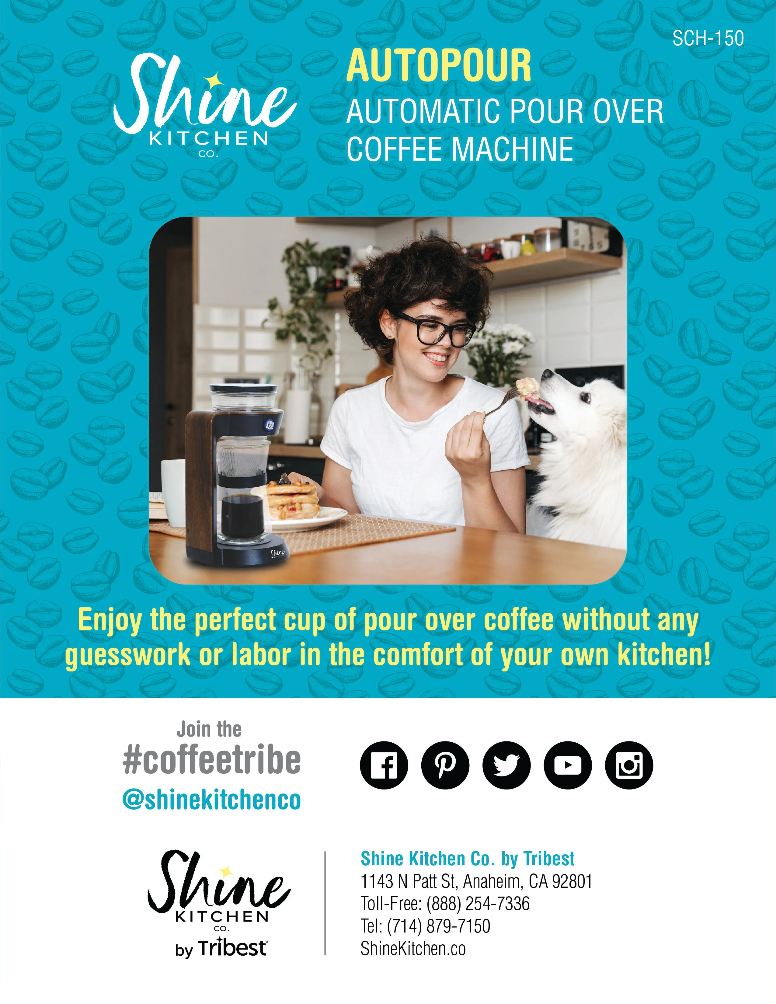 Shine Kitchen Co.® Autopour Automatic Pour Over Coffee Machine