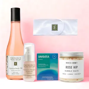 Spa Day! Mothers Day Set (Spa Headband   Strawberry Rhubarb Masque   Apricot Body Oil   Rosco Emmit Bubble Salts - Rose Hip   David's Tea - Headache Halo (Pack of 12))