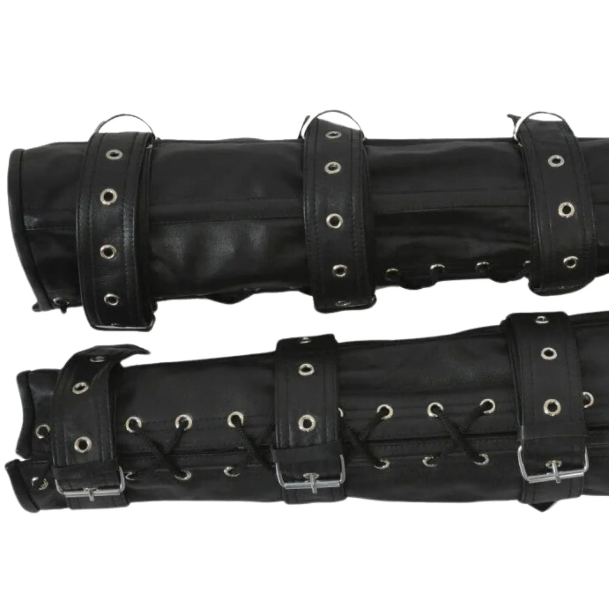 Steel Boned Real Leather Bondage Leg Restraints Binders