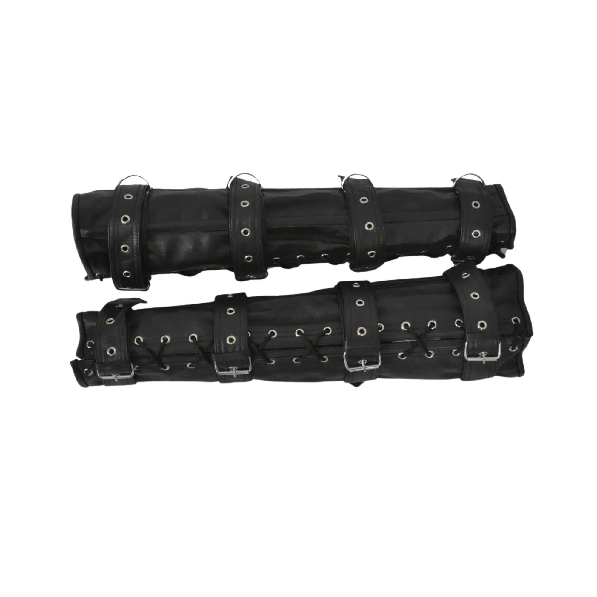 Steel Boned Real Leather Bondage Leg Restraints Binders