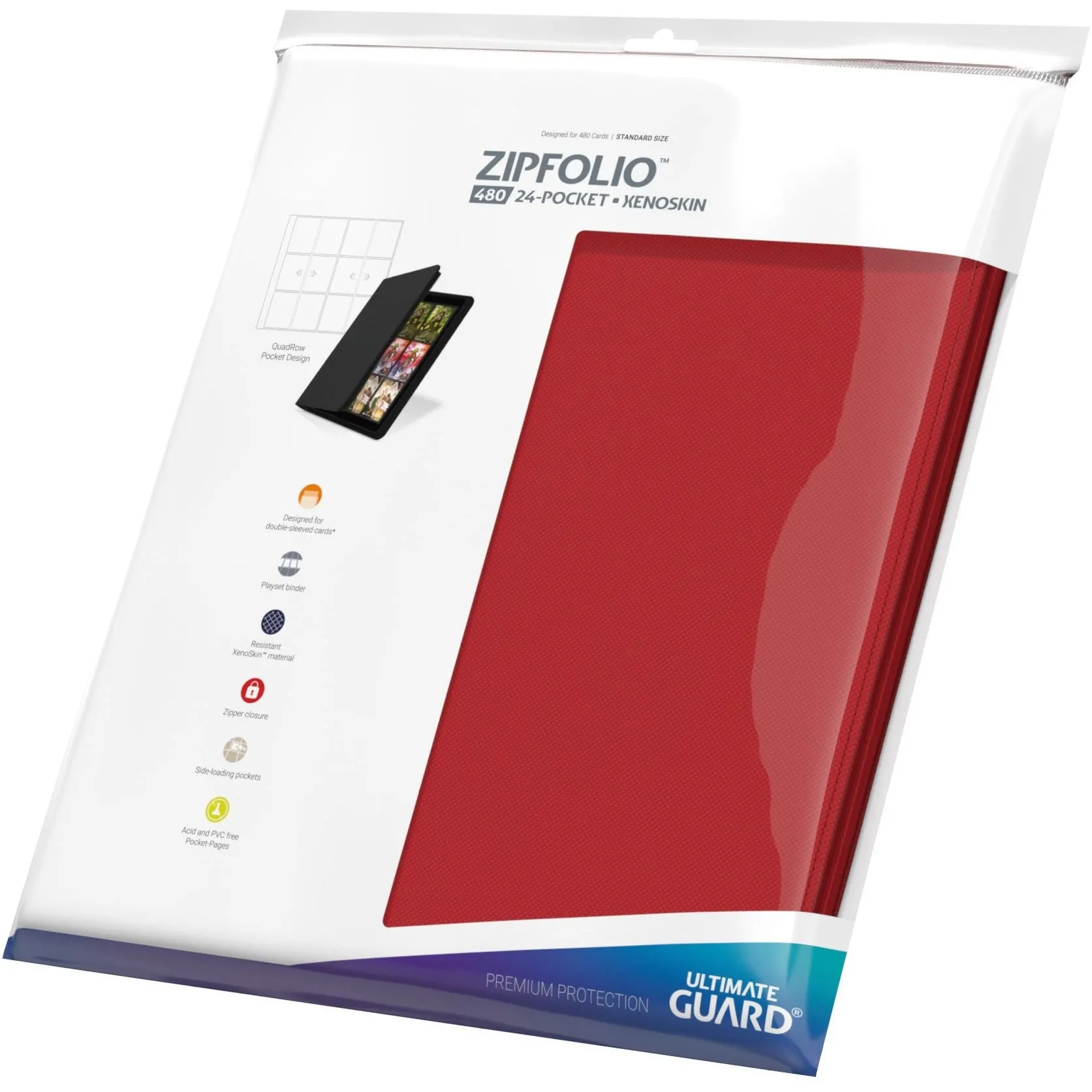 Ultimate Guard - 24 Pocket QuadRow ZipFolio XenoSkin/Red