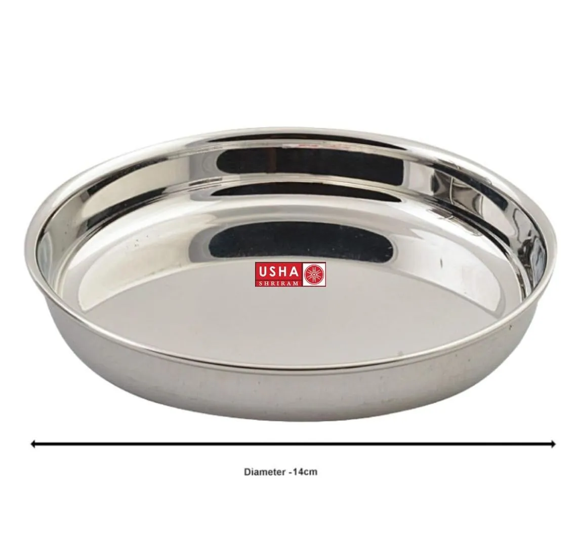 USHA SHRIRAM Stainless Steel Dhokla Maker Plate (Round - 5 Plate) with Handle | Dhokla Stand | Dhokla Plate Only | Thattu Idli Plate | Idli and Dhokla Maker | Khaman Dhokla Plate