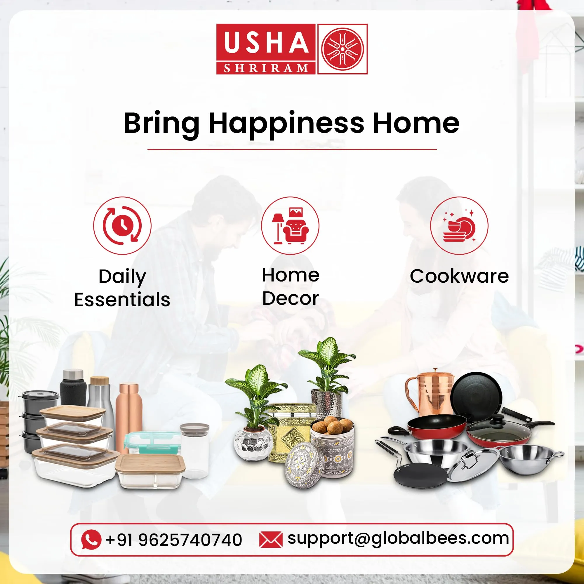 USHA SHRIRAM Stainless Steel Dhokla Maker Plate (Round - 5 Plate) with Handle | Dhokla Stand | Dhokla Plate Only | Thattu Idli Plate | Idli and Dhokla Maker | Khaman Dhokla Plate