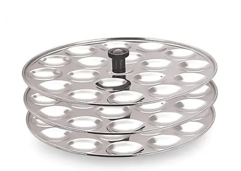 USHA SHRIRAM Stainless Steel Idli Plates | Idli Plates With Removable Bakelite Handle | Idly Stand For Cooker | Idli Stand | Thate Idli Maker | Idly Maker (3 Round mini idli plate)