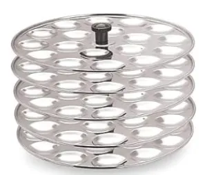 USHA SHRIRAM Stainless Steel Idli Plates | Idli Plates With Removable Bakelite Handle | Idly Stand For Cooker | Idli Stand | Thate Idli Maker | Idly Maker (5 Round idli plate)
