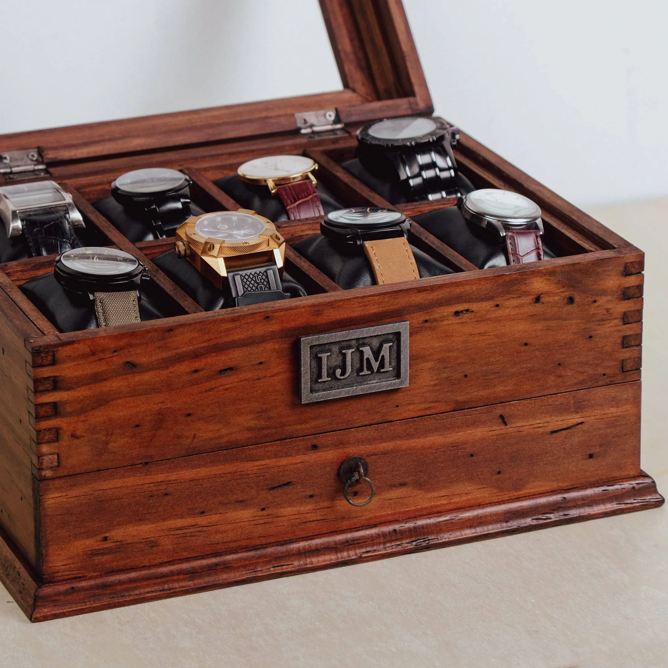 Watch Box for 8 Watches with Drawer