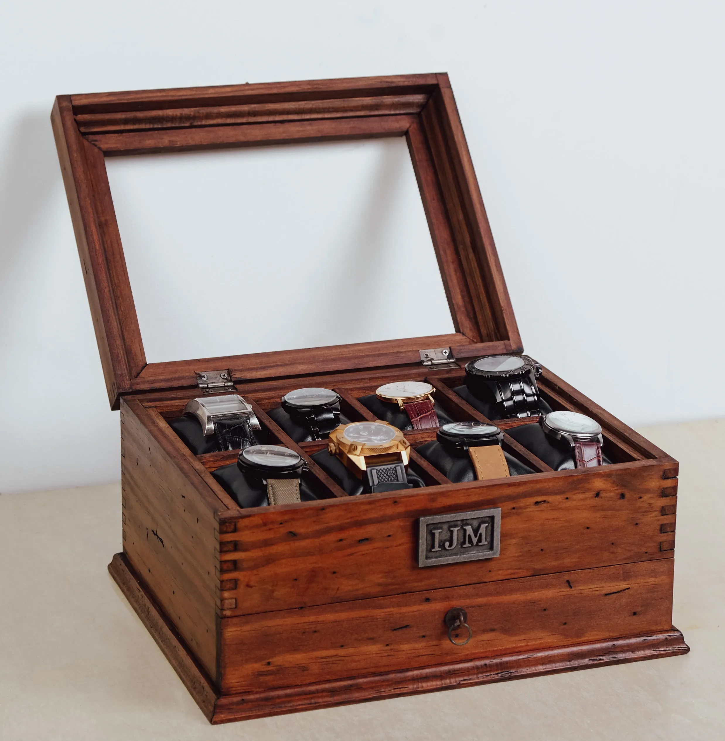 Watch Box for 8 Watches with Drawer
