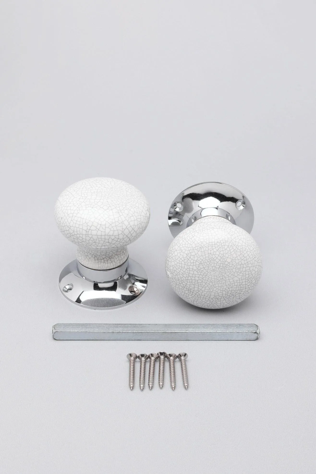 White Crackle Room Door Mortice Door Knobs Set