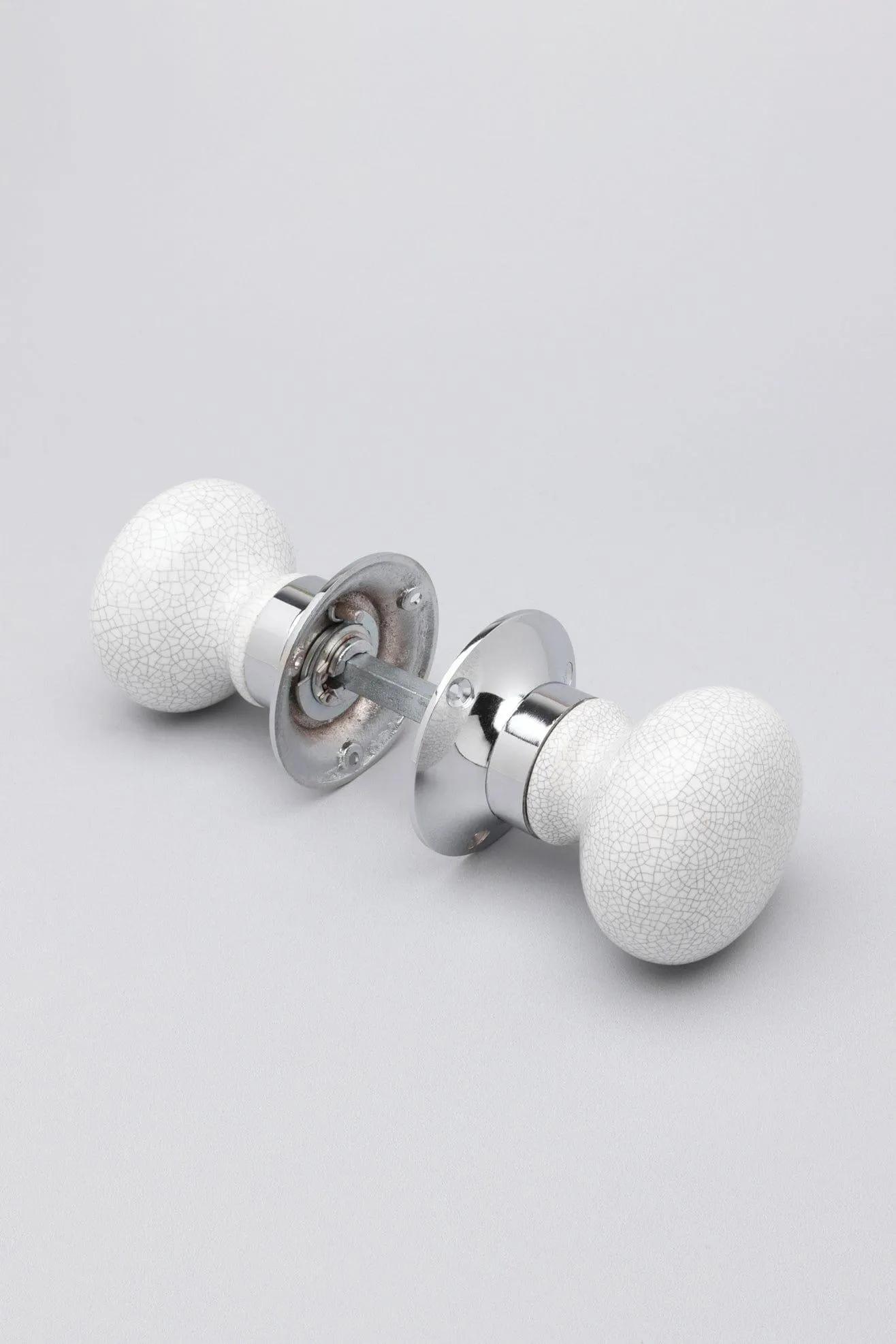 White Crackle Room Door Mortice Door Knobs Set