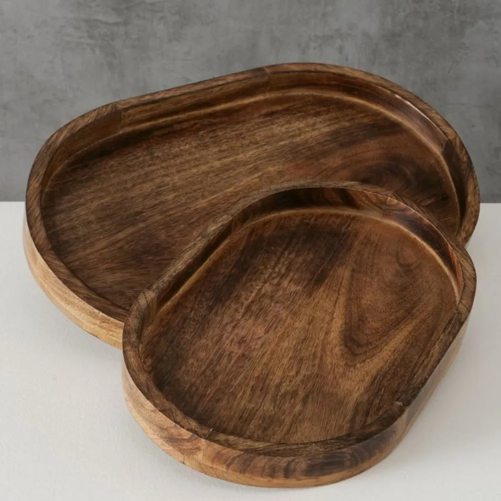 Wood Tray - Oval - Set of 2