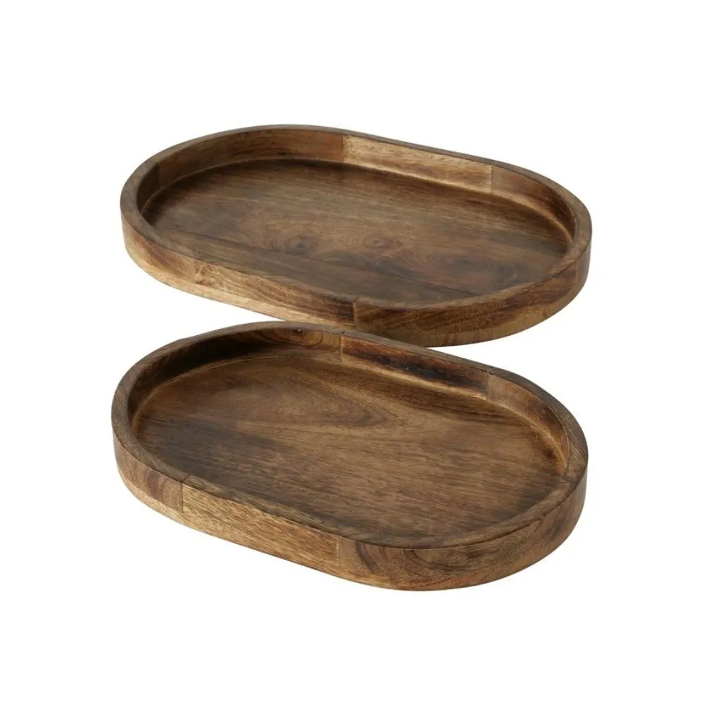 Wood Tray - Oval - Set of 2